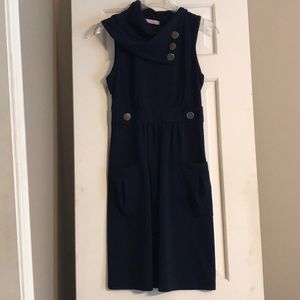 Navy Blue high neck sleeves dress
